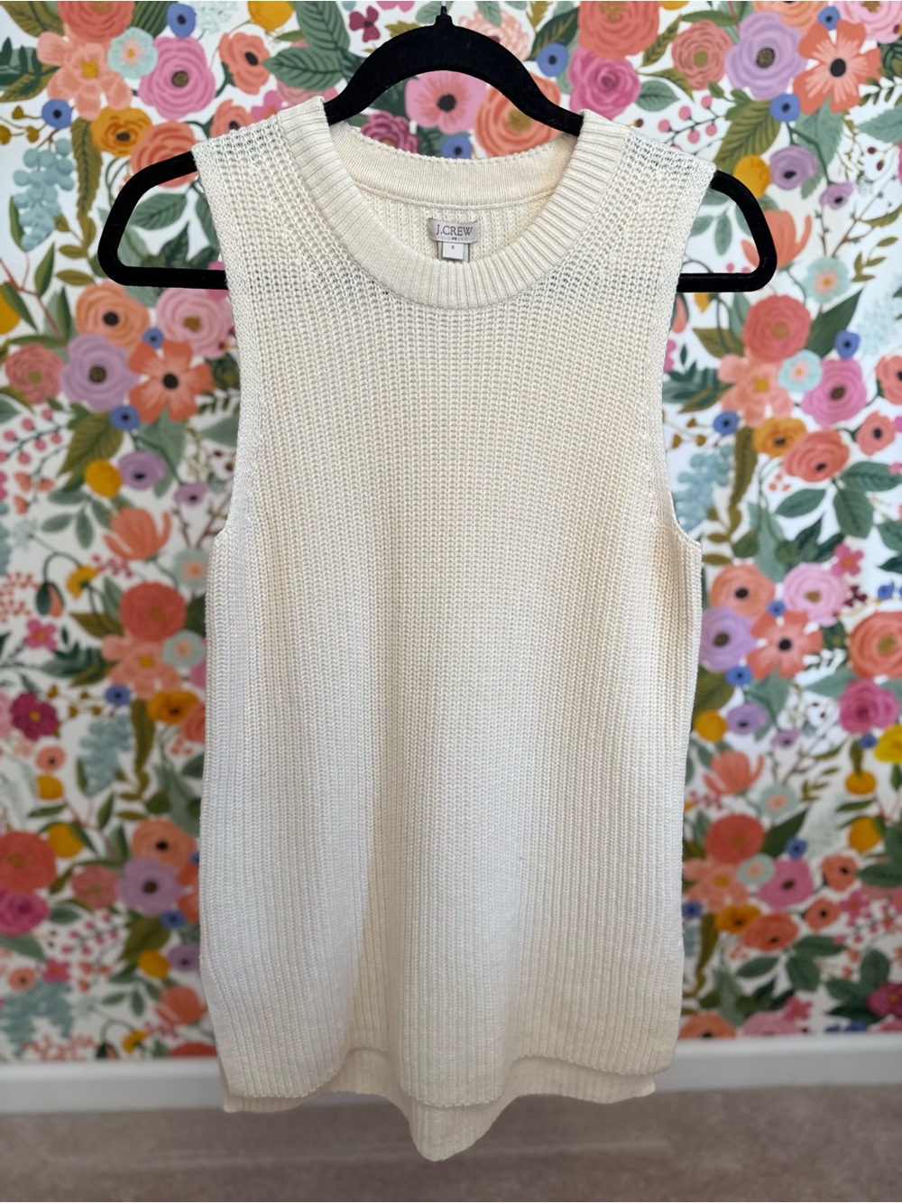J. Crew Cream Ribbed Knit Sleeveless Tank